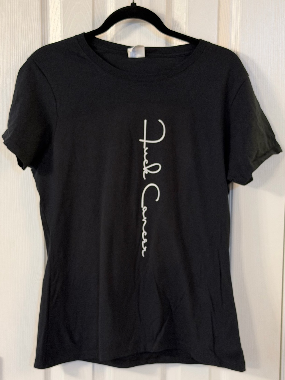 F*ck Cancer Black Graphic T-Shirt Women’s Large Port & Company